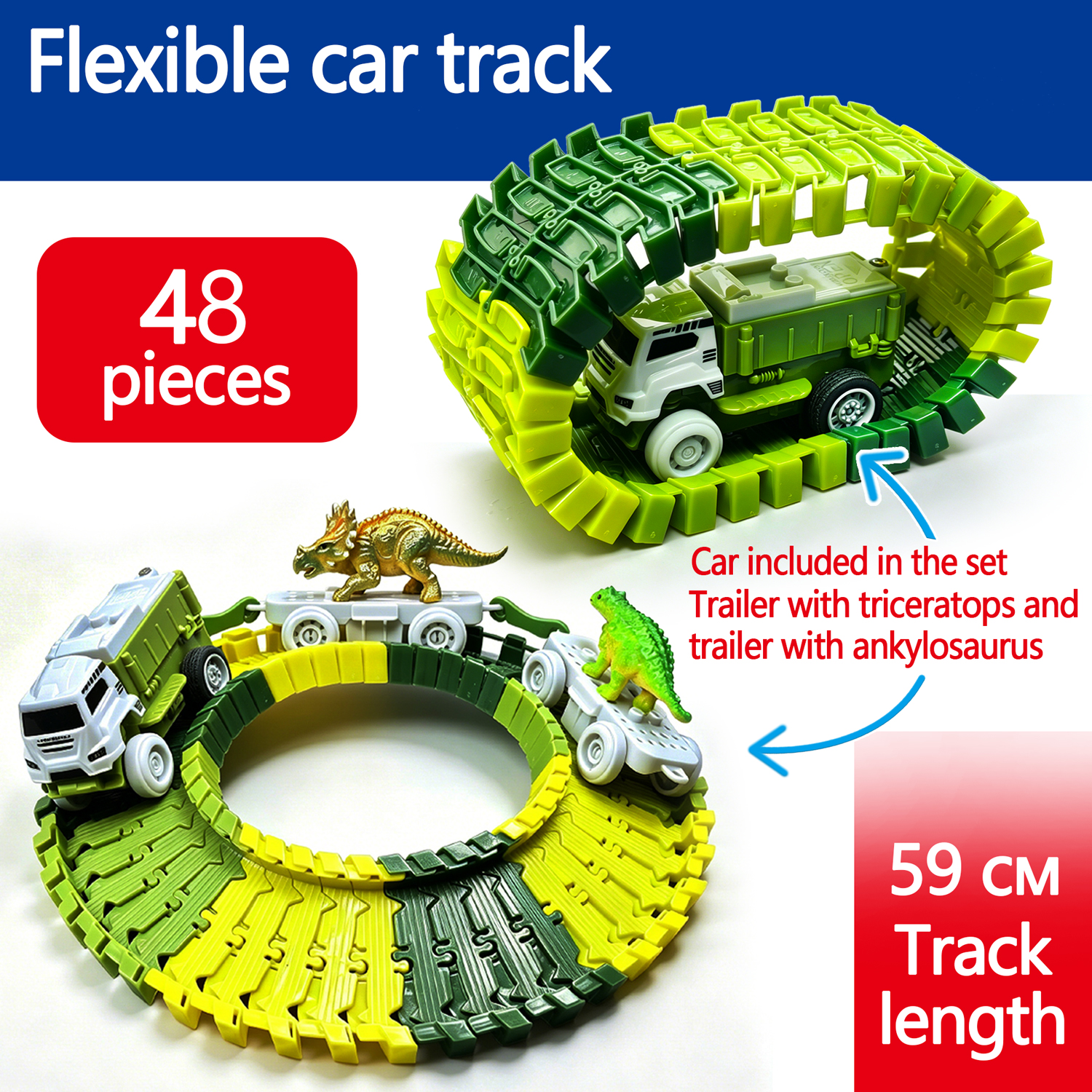Kids Toys Electric Car - Flexible Dinosaur Race Track Car Toy