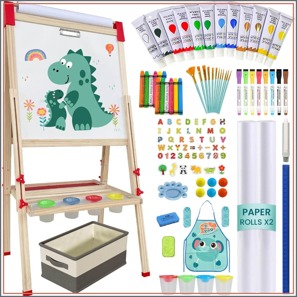 Kids Art Easel - Adjustable Wooden Art Easel for Kids,