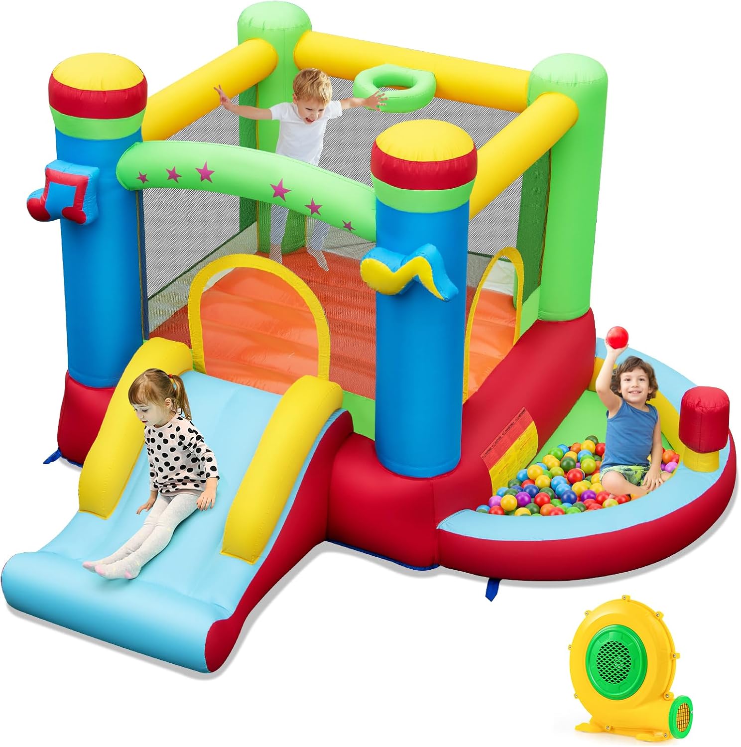 Basketball Hoop Kids Indoor - Inflatable Bounce House with Ball Pit,