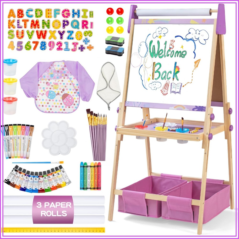 Kids Art Easel - Adjustable Kids Art Easel Set, 3-in-1