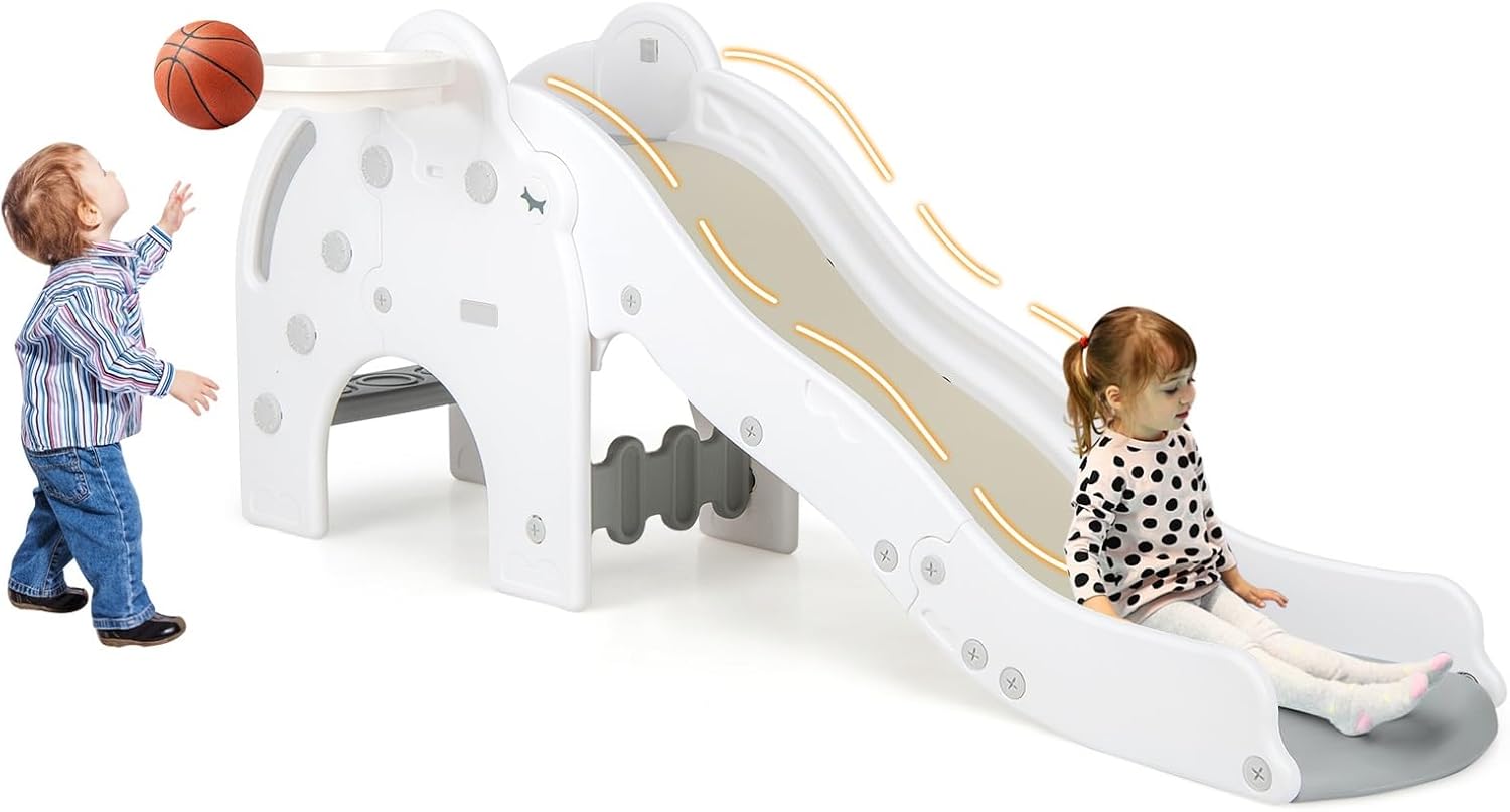 Basketball Hoop Kids Indoor - Toddler Slide, 4 in 1 Indoor