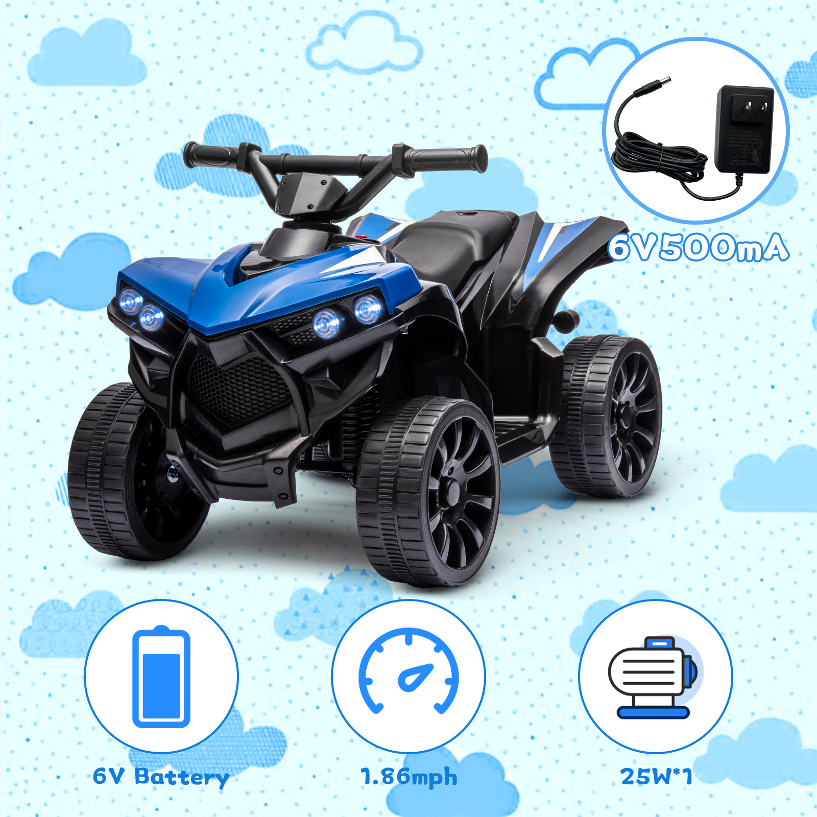 6V Ride On Toys 4-Wheeler Quad - Kids Toys Electric Car のレビューと価格