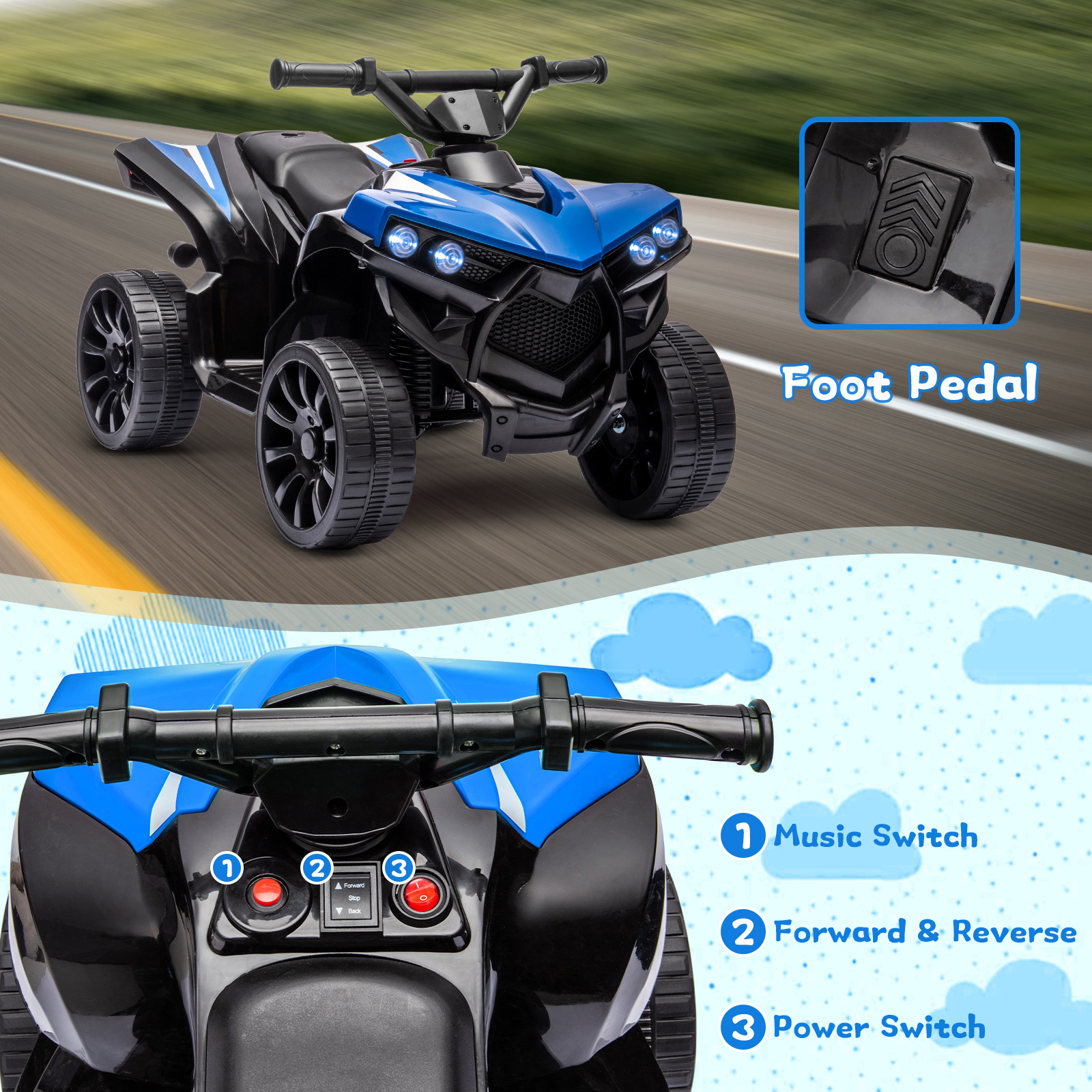 6V Ride On Toys 4-Wheeler Quad - Kids Toys Electric Car のレビューと価格
