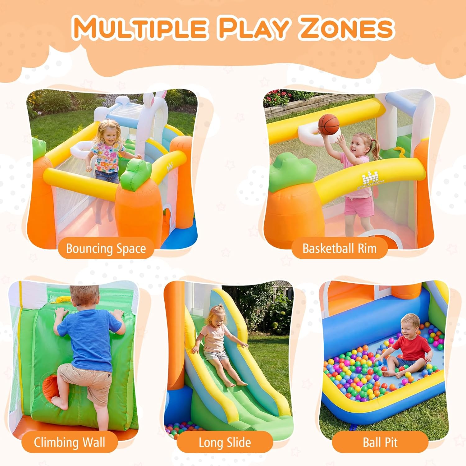 Inflatable Bounce House with B - Basketball Hoop Kids Indoor のレビューと価格