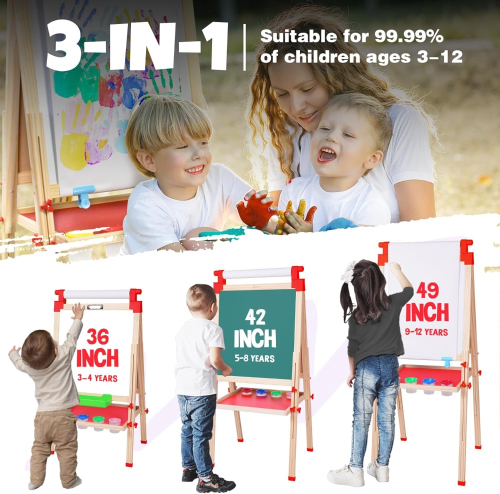 Adjustable Double Sided Wooden - Kids Art Easel のレビューと価格