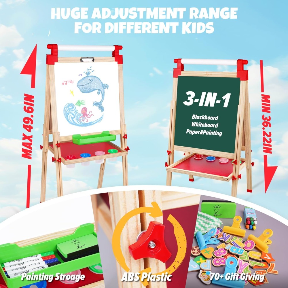 Adjustable Double Sided Wooden - Kids Art Easel のレビューと価格