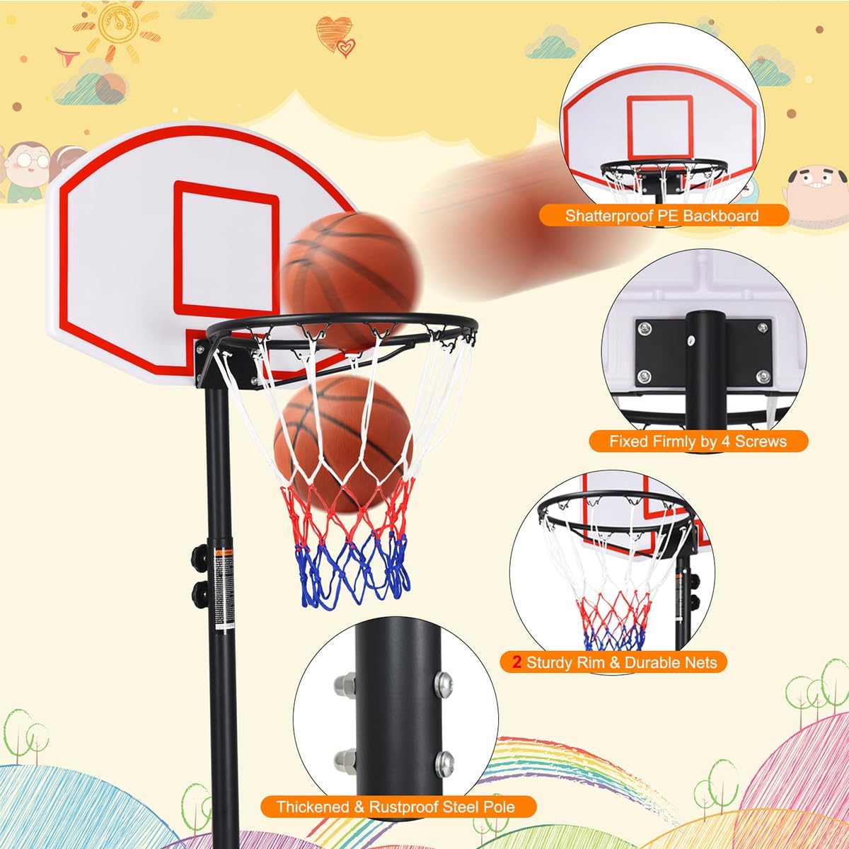 Portable Basketball Hoop with  - Basketball Hoop Kids Indoor のレビューと価格