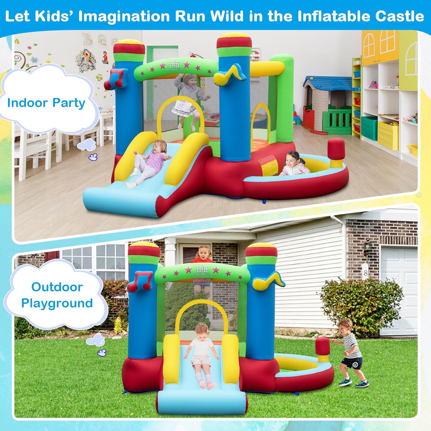 Inflatable Bounce House with B - Basketball Hoop Kids Indoor のレビューと価格