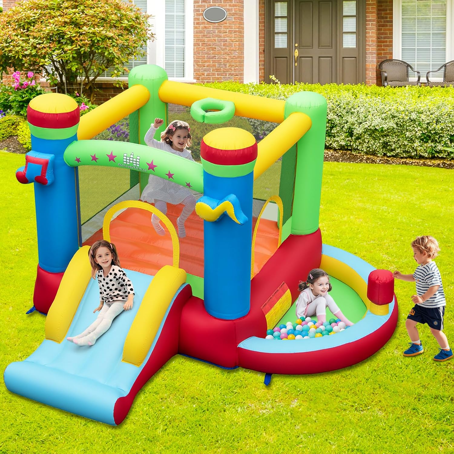 Inflatable Bounce House with B - Basketball Hoop Kids Indoor のレビューと価格