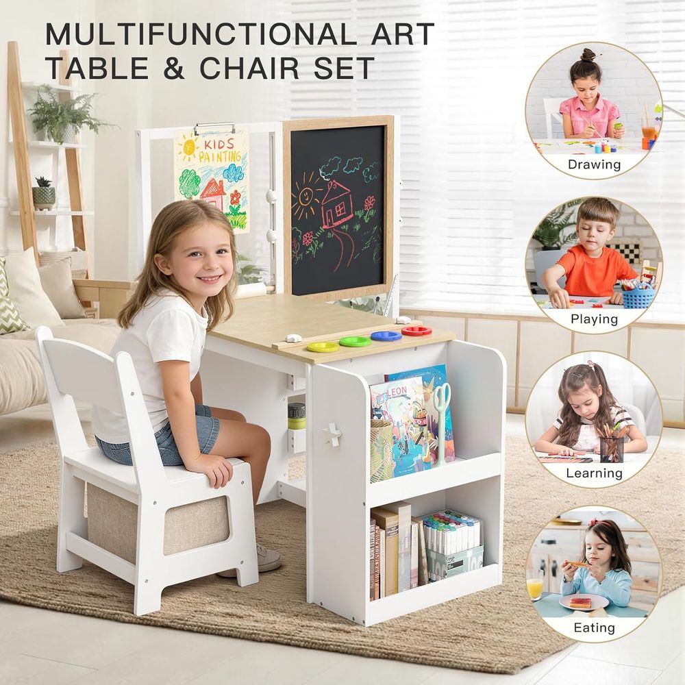 3 in 1 Kids Art Table and Chai - Kids Art Easel のレビューと価格