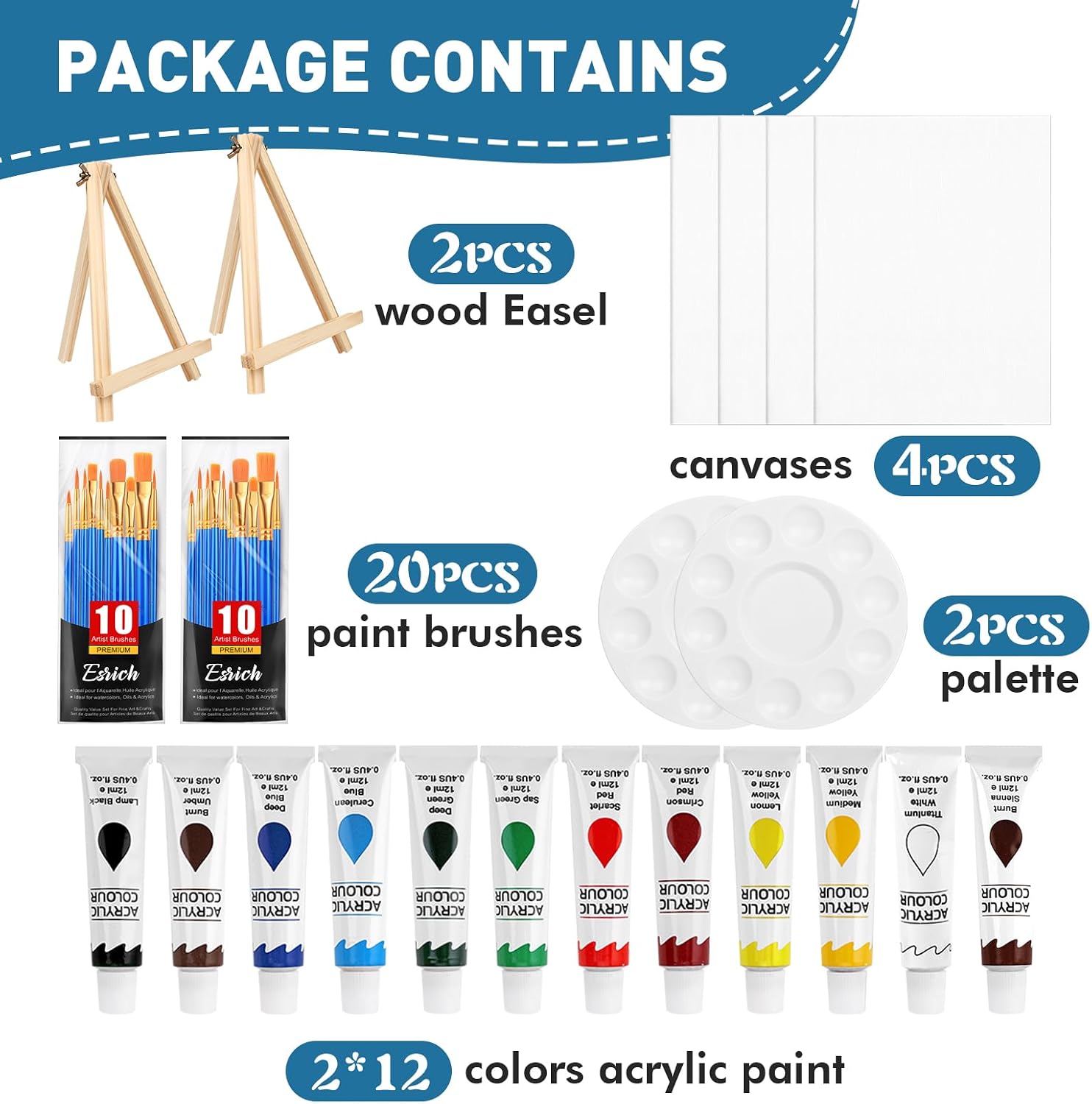 52 Pcs Acrylic Paint Set with  - Kids Art Easel のレビューと価格