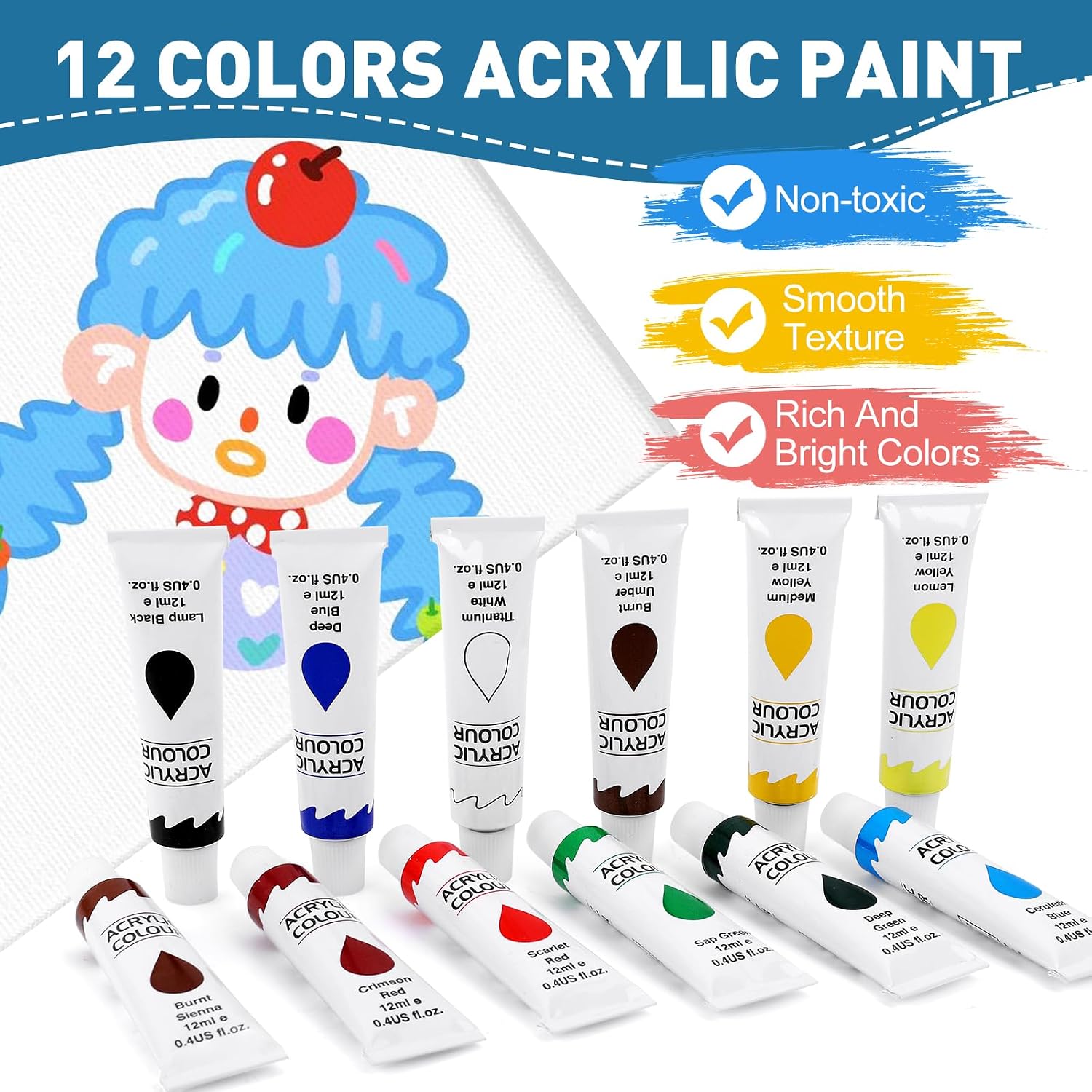 52 Pcs Acrylic Paint Set with  - Kids Art Easel のレビューと価格