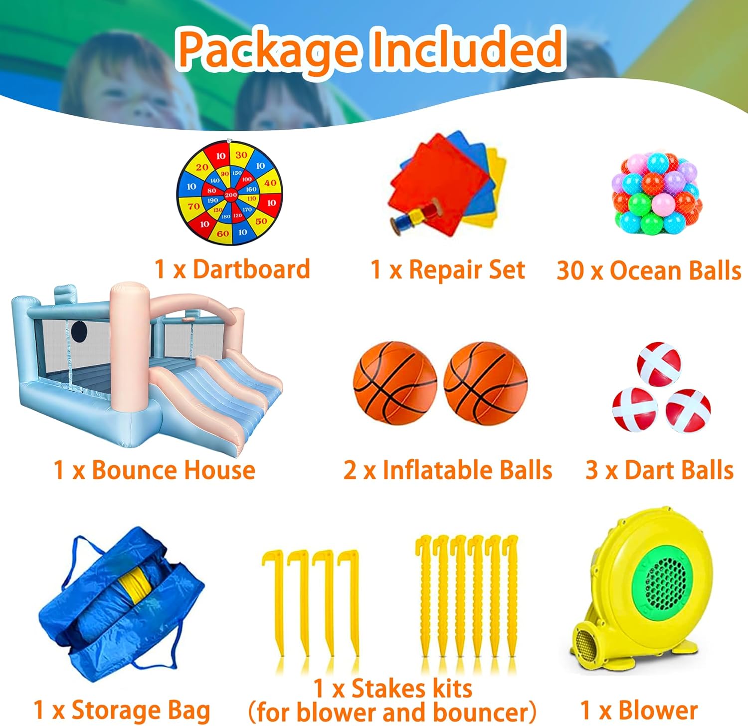 Large 8-in-1 Inflatable Bounce - Basketball Hoop Kids Indoor のレビューと価格
