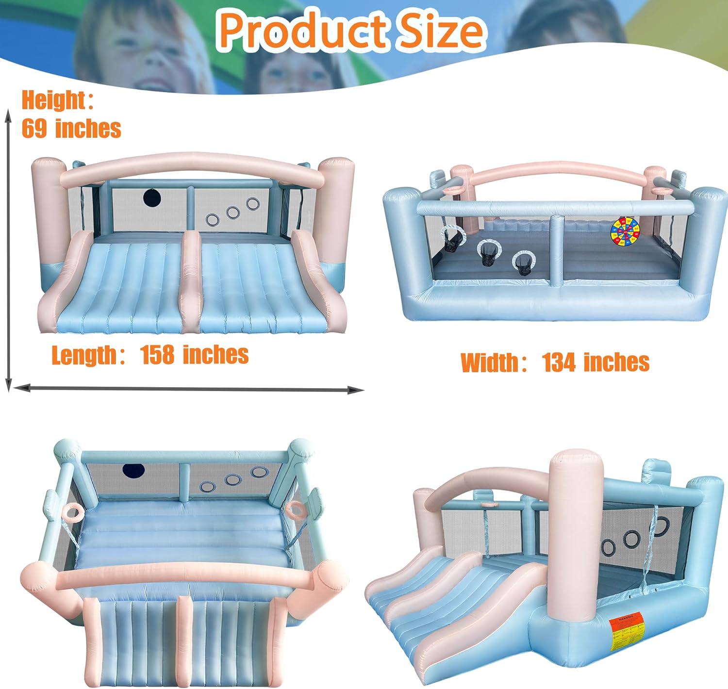 Large 8-in-1 Inflatable Bounce - Basketball Hoop Kids Indoor のレビューと価格