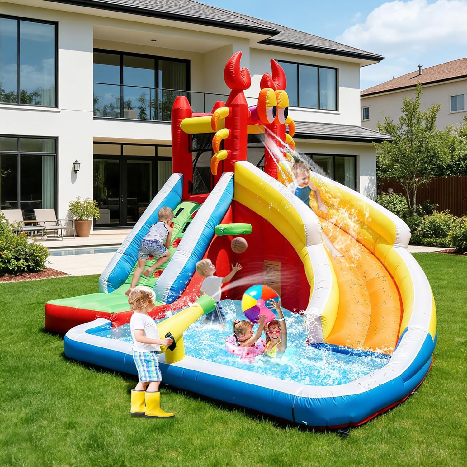 Large Inflatable Bounce House  - Basketball Hoop Kids Indoor のレビューと価格