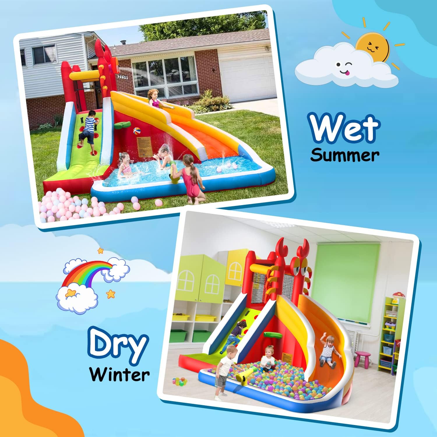 Large Inflatable Bounce House  - Basketball Hoop Kids Indoor のレビューと価格
