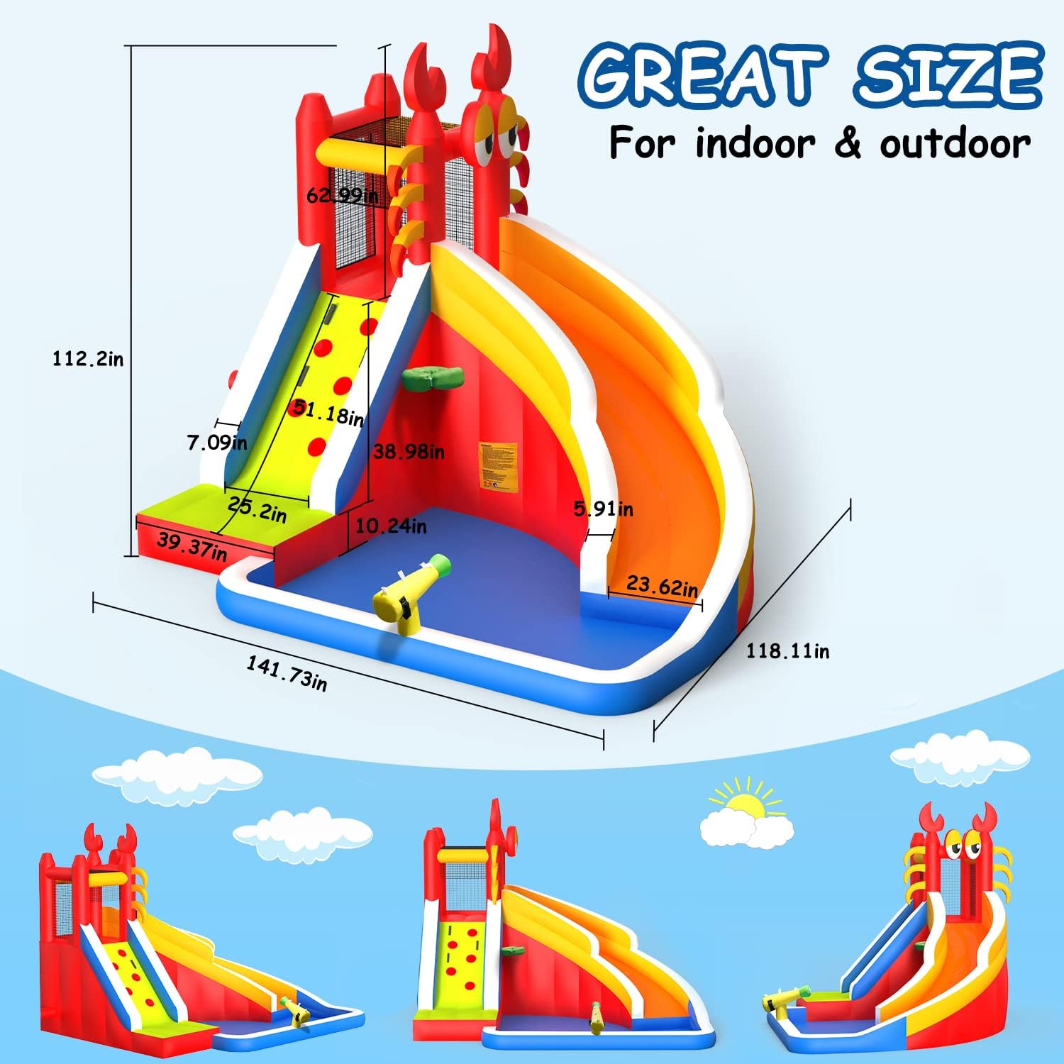 Large Inflatable Bounce House  - Basketball Hoop Kids Indoor のレビューと価格