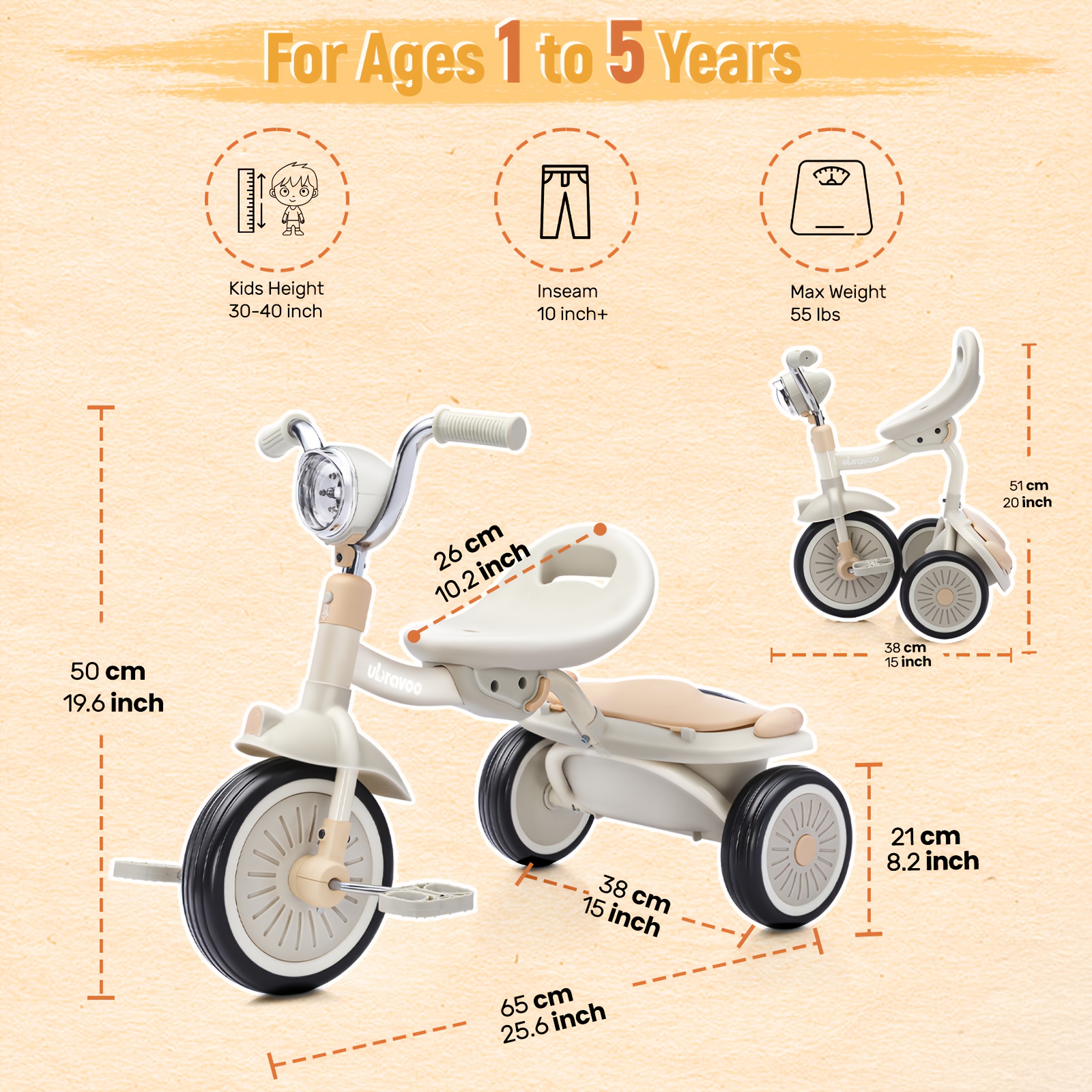 4-in-1 Kids Tricycle – 3-Wheel - Kids Toys 3 Year Old のレビューと価格