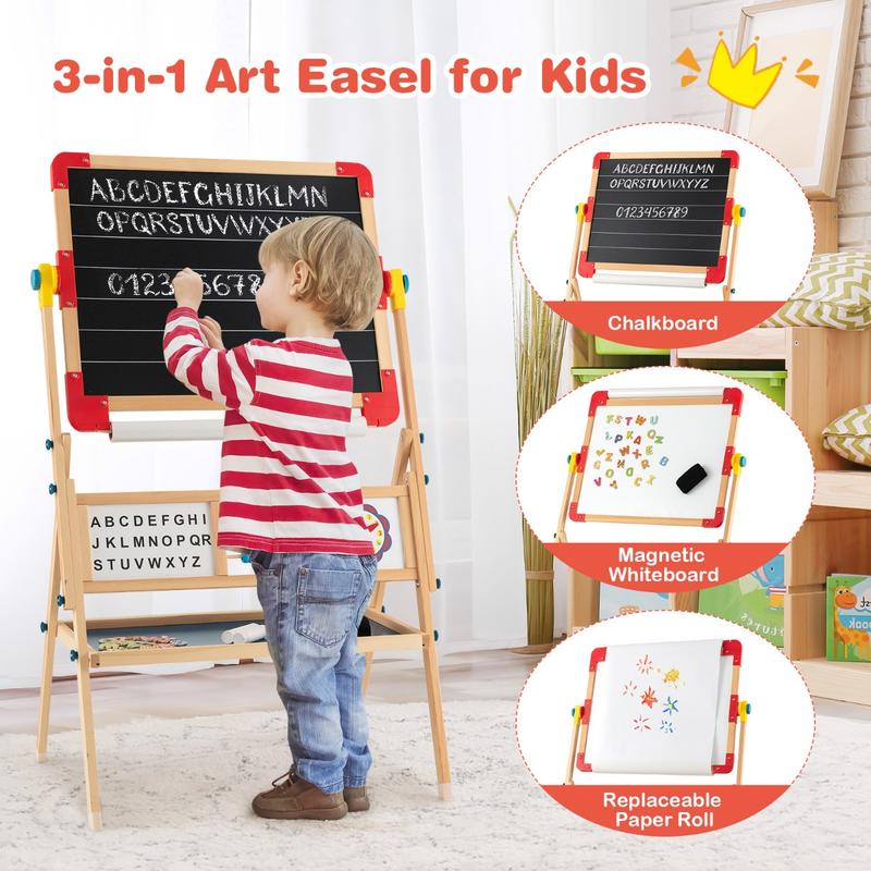3-in-1 Wooden Art Easel for Ki - Kids Art Easel のレビューと価格