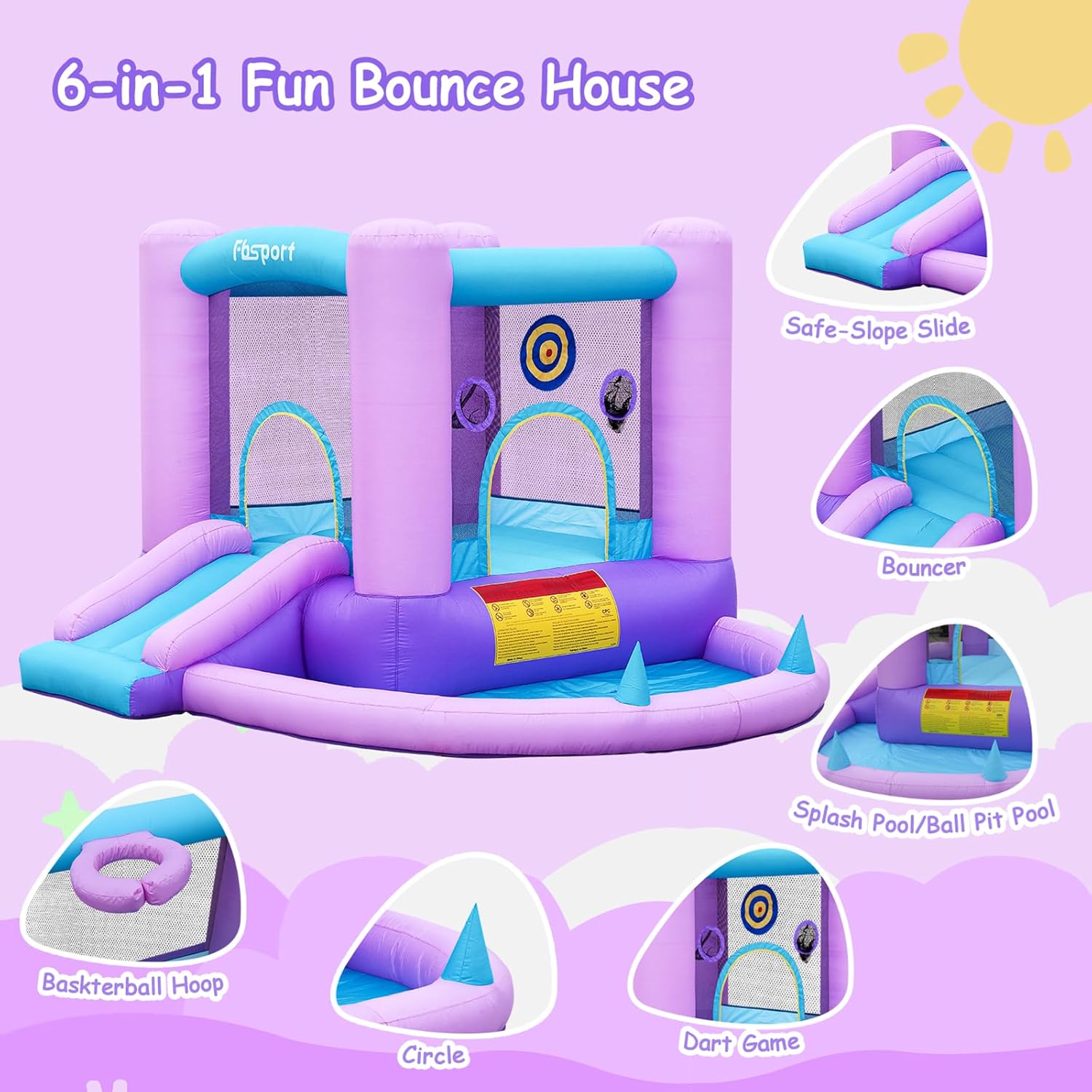 Inflatable Bounce House for Ki - Basketball Hoop Kids Indoor のレビューと価格