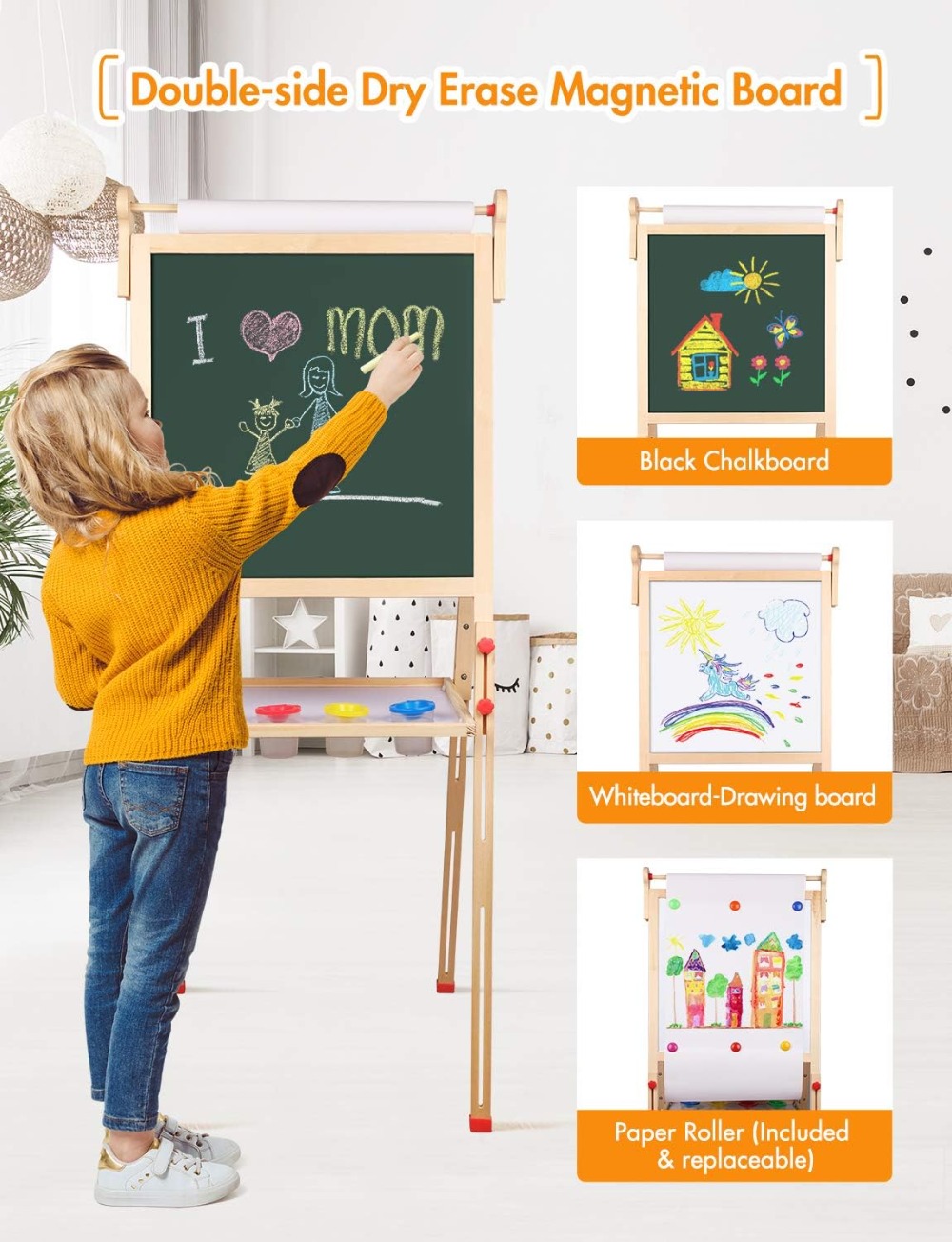 Kids Wooden Art Easel with Pap - Kids Art Easel のレビューと価格