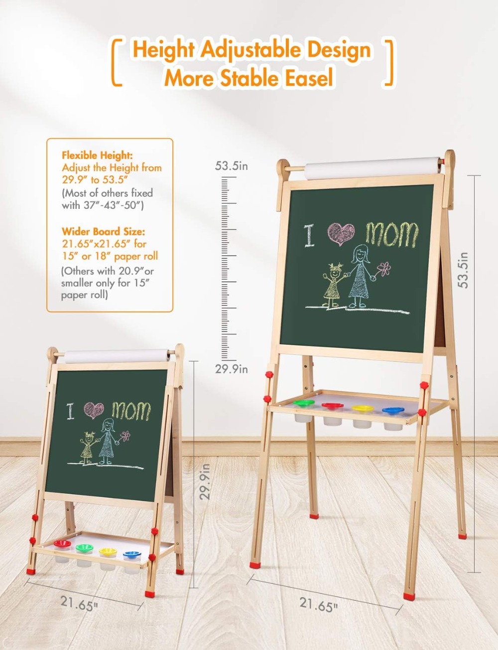 Kids Wooden Art Easel with Pap - Kids Art Easel のレビューと価格