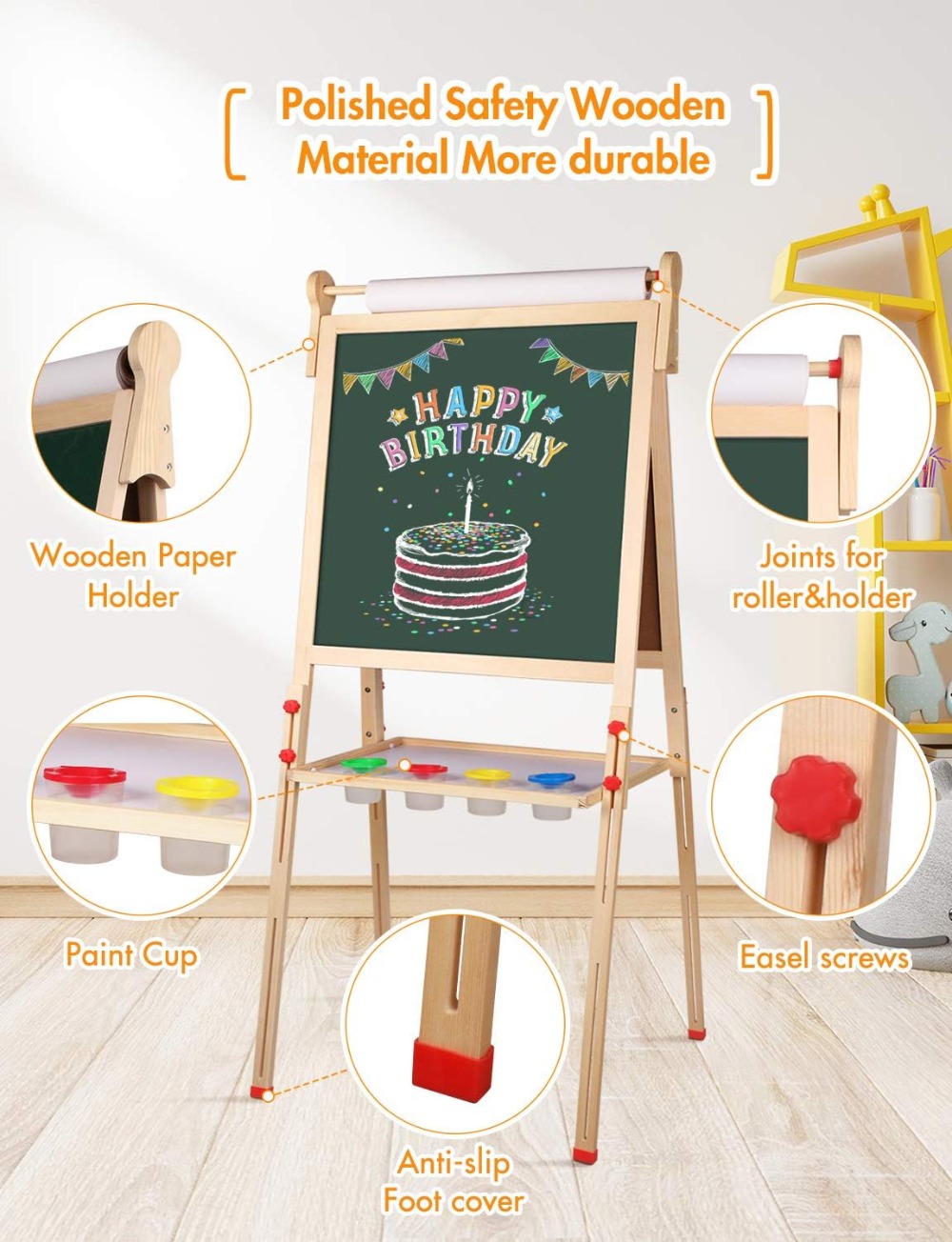 Kids Wooden Art Easel with Pap - Kids Art Easel のレビューと価格