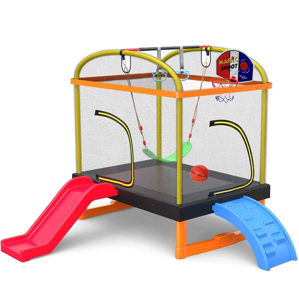 6.5Ft 7-in-1 Rectangle Trampol - Basketball Hoop Kids Indoor のレビューと価格