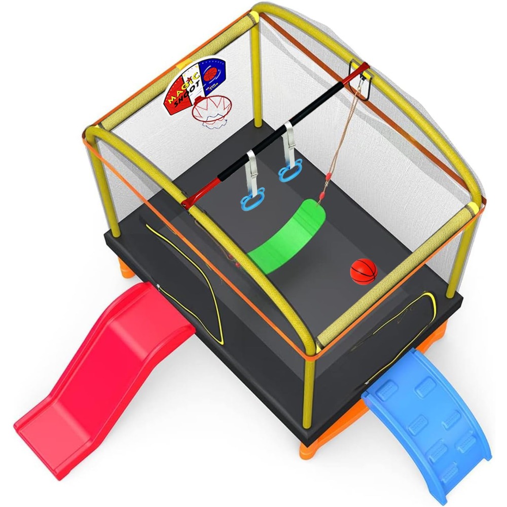 6.5Ft 7-in-1 Rectangle Trampol - Basketball Hoop Kids Indoor のレビューと価格