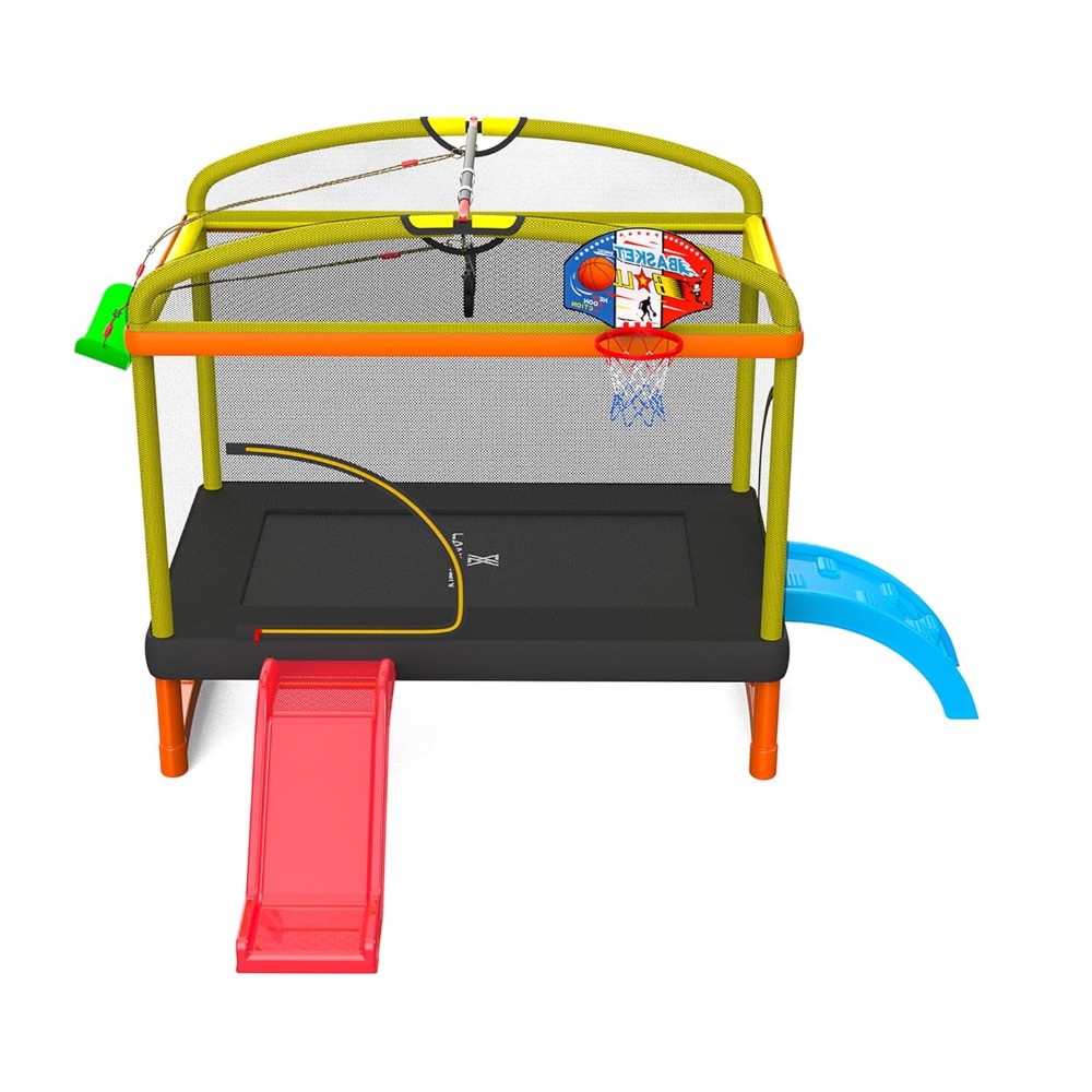 6.5Ft 7-in-1 Rectangle Trampol - Basketball Hoop Kids Indoor のレビューと価格